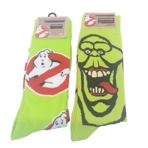 GhostBusters Slimer Movie Men's Crew Socks 2 Pair Size 6-12 - NWT